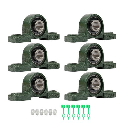 DURAFORCE 6PCS UCP202-10 Pillow Block Mounted Ball Bearing 5/8" Bore 2 Bolt Cast Iron Base