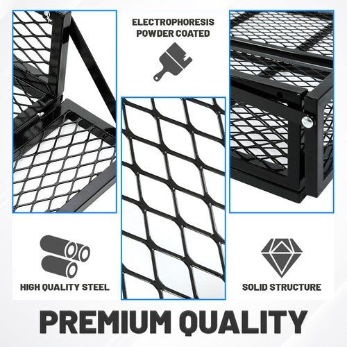 Front Rear Cargo Basket Luggage Carrier Mesh Rack Black Steel for ATV