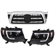 DURAFORCE Headlights Left&Right For Toyota Tacoma 2005-10 11 Front Bumper Grille Plastic