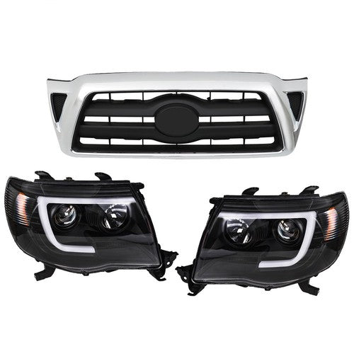 DURAFORCE Headlights Left&Right For Toyota Tacoma 2005-10 11 Front Bumper Grille Plastic