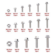 DURAFORCE 240 Pcs Flanged Stainless Steel Bolts and Nuts Kit M5, M6, M8 Metric Assortment