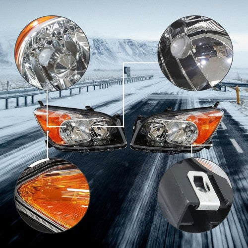 DURAFORCE For Toyota Rav4 Sport 2009-2012 LH+RH Headlight Headlamps Clear Lens Halogen