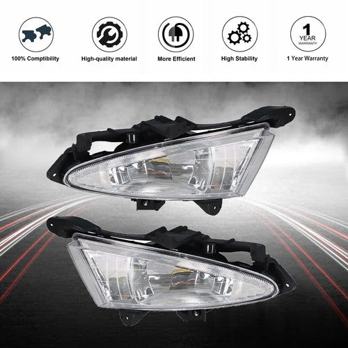 DURAFORCE L+R Bumper Clear Fog Light Assembly For 07-10 Hyundai Elantra Sedan 4-Door 2.0L