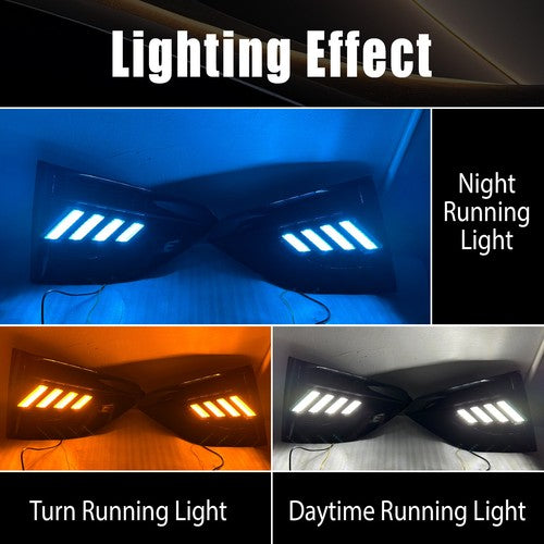 DURAFORCE For Nissan Altima Sedan 2023 2024 DRL Daytime Running Light Fog Lamp Gloss Black