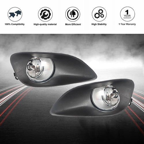 DURAFORCE Driver+Passenger Side For Toyota Yaris 07-11 Fog Lamp Assembly w/ Switch Wiring