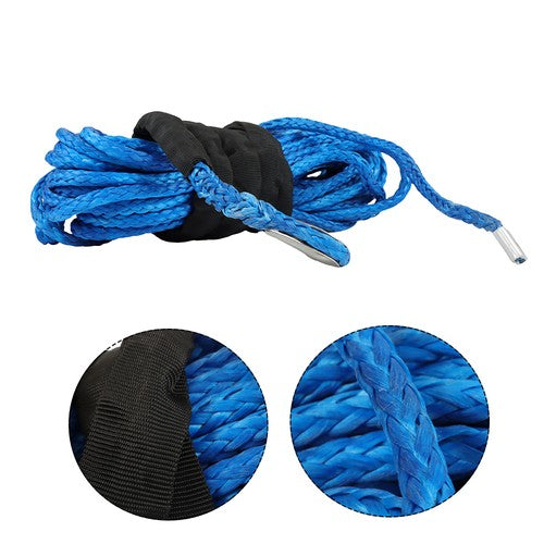 DURAFORCE For ATV 5/16"x50' 12000LBS Blu Synthetic Winch Rope Line Recovery Cable