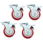 DURAFORCE 4 Pack 6' x 2' Heavy Duty Caster Wheel Swivel Plate PU With Brake Wheels