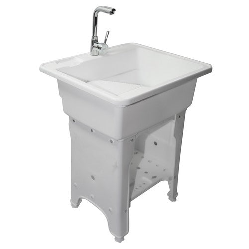 DURAFORCE 80 Freestanding Sink Commercial Laundry & Utility Room Sinks with Faucet White