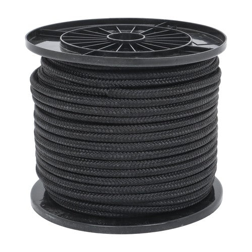 DURAFORCE 3/8in×250ft Nylon Solid Braid Rope High UV Abrasion Resistance Industrial Black