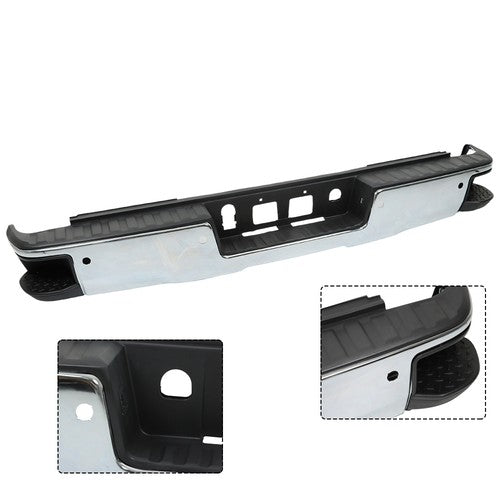 DURAFORCE Chrome Rear Step Bumper Assembly For Chevy Silverado GMC Sierra 1500 2014-2018