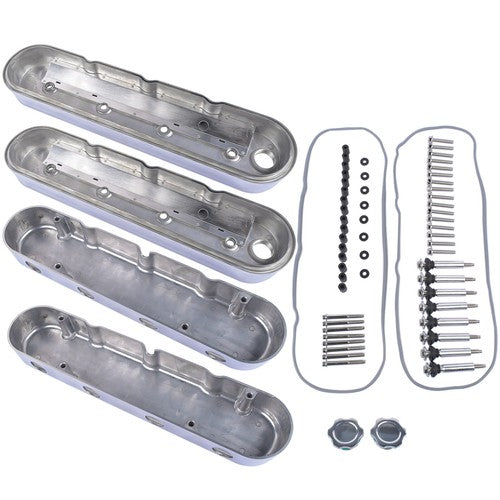 DURAFORCE LS Smooth Cast Aluminum Valve Cover w/Coil Mounts Cover for Chevy GM LS Polished
