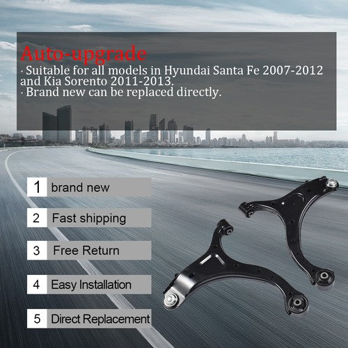 DURAFORCE Control Arms with Ball Joint Tie Rods K621685 Fit For Hyundai Santa Fe 2007-2012