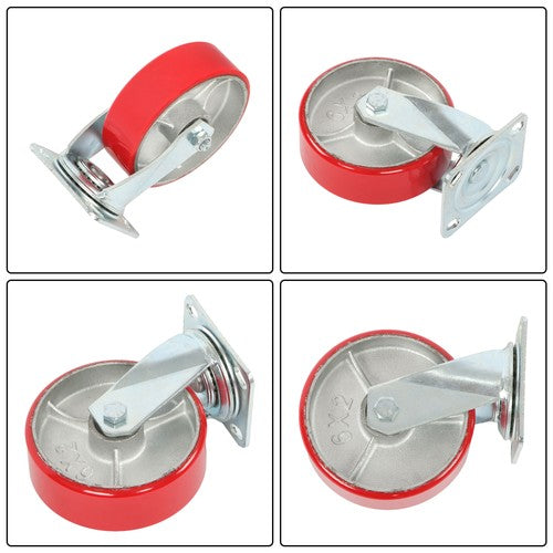 DURAFORCE 6" × 2" Tilt Casters Heavy Duty Swivel Caster Wheel 1250 Lbs Industrial Casters
