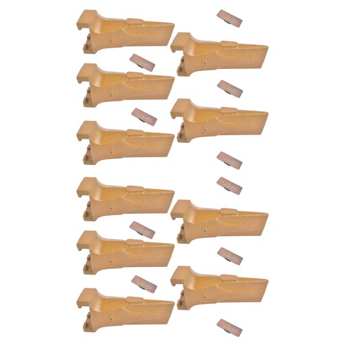 DURAFORCE 10 Pack Bucket Teeth with Flex Pins Yellow V17SYL V17PN Fits for Backhoe Loader
