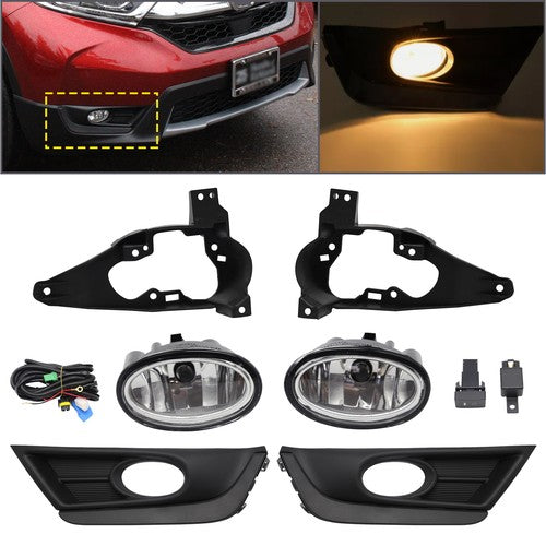 Pair For 2017-2019 Honda CRV CR-V Front Bumper Black Fog Light Switch Wiring Kit