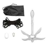 DURAFORCE 1-Pcs White 7.05lb Marine Kayak Anchor Kit Folding Grapnel Boat Anchor with Claw