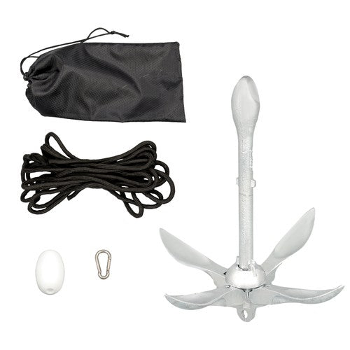 DURAFORCE 1-Pcs White 7.05lb Marine Kayak Anchor Kit Folding Grapnel Boat Anchor with Claw