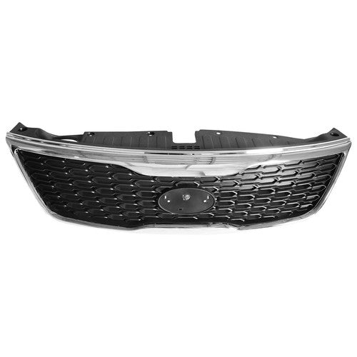 Front Bumper Upper Grille Black w/Chrome Trim For 14-15 Kia Sorento 2014 2015