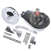 DURAFORCE For Chevy SBC 265 283 Chrome Steel Power Steering Pump With Bracket Kit & Pulley