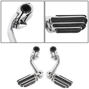 DURAFORCE Chrome Long Highway Foot Pegs For Harley Road King Street Glide 1.25" 1-1/4" Bar