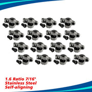 DURAFORCE For Chevy SBC 350 1.6 Ratio 7/16" Stud Full Roller Stainless Steel Rocker Arms