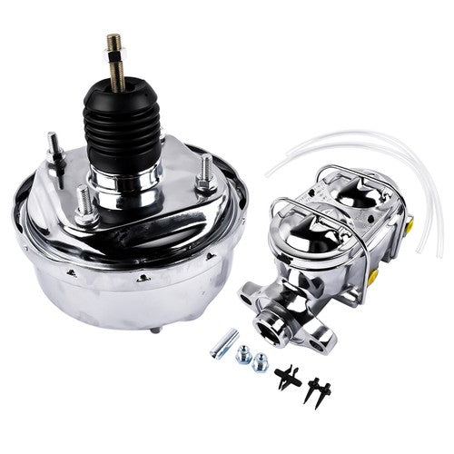 DURAFORCE New 7" Brake Booster with Bail Top Master Cylinder, 1" Bore, Chrome-Plated Steel
