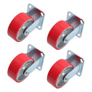 DURAFORCE 4 Pcs Polyurethane 3200Lbs 5"×2" Caster Wheels Red Straight Wheels Heavy Duty