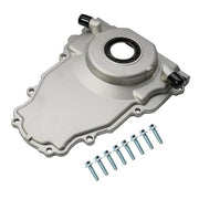 DURAFORCE New Timing Cover w/ 10an Turbo Oil Drain Fitting for GM LS Gen 3 4.8 5.3 5.7 6.0