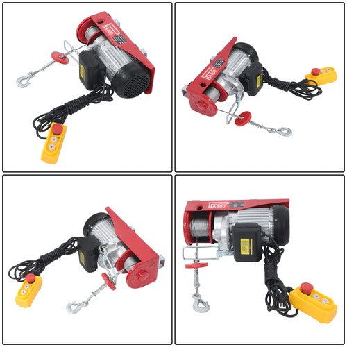 DURAFORCE Mini Electric Hoist PA400 880lbs 14ft/4.2m Wired Remote Control Ring Axle Belt