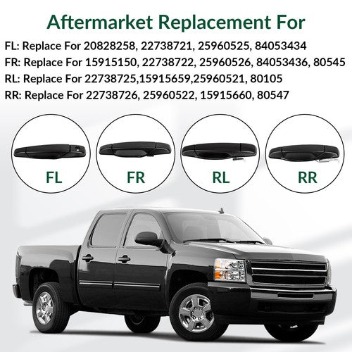 DURAFORCE Set of 4 Door Handle Black Front & Rear For Chevy GMC Tahoe Yukon Sierra 07-14