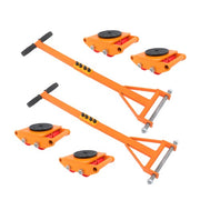 DURAFORCE 4 Pcs Machinery Skates Dolly With Handle 360° Rotation 6T/13200Lbs Heavy Duty