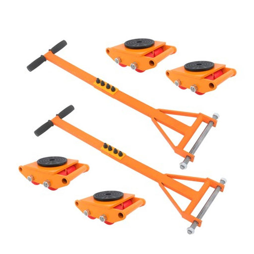 DURAFORCE 4 Pcs Machinery Skates Dolly With Handle 360° Rotation 6T/13200Lbs Heavy Duty