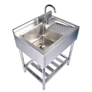 DURAFORCE 28.3in Stainless Steel Silver Sink, Free Standing Laundry Sink with Washboard