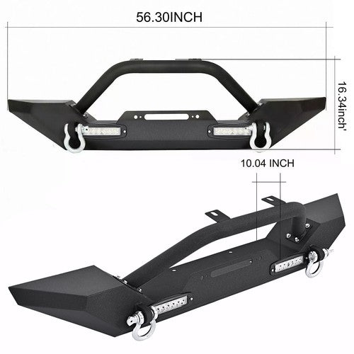 Front Bumper With Winch Plate D Rings Rock Crawler for Jeep Wrangler 87-06 TJ YJ