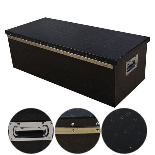 DURAFORCE 30 Inch Cuboid Black Aluminum Under Storage Tool Box For Trailer Pickup Truck