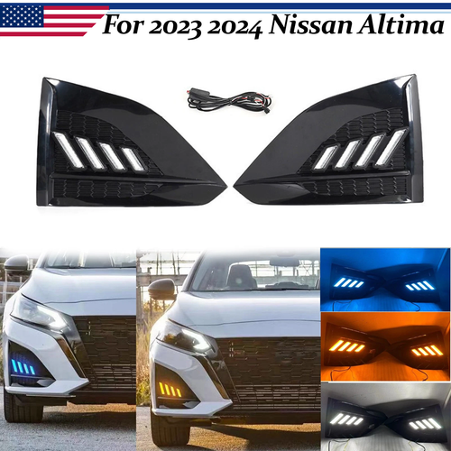 DURAFORCE For Nissan Altima Sedan 2023 2024 DRL Daytime Running Light Fog Lamp Gloss Black
