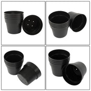 DURAFORCE 5 Pack 5 Gallon Pure Black Plastic Plant Flower Nursery Pots 30*24*24cm