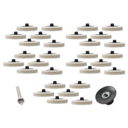 DURAFORCE 30Pcs 2" - 8mm Thick Wool Fabric Disc Polishing Buffing Pads Wheels 1/4" Shank