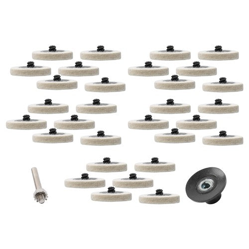 DURAFORCE 30Pcs 2" - 8mm Thick Wool Fabric Disc Polishing Buffing Pads Wheels 1/4" Shank