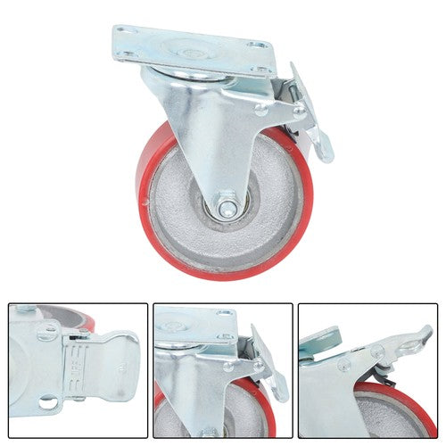 DURAFORCE 4 Inch - 4 Industrial Casters - two with brakes, two without