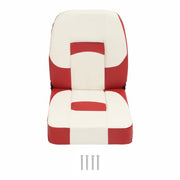DURAFORCE Boat Seat Low Back Folding Fishing White+Red Seat Captain Chair Foam Padding