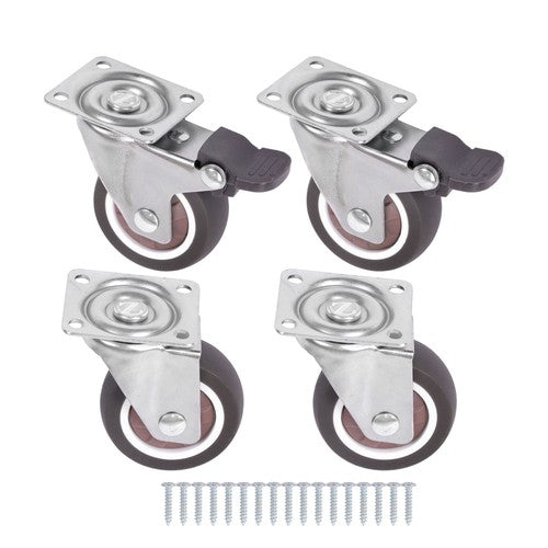 DURAFORCE 4 Piece 2 Inch Caster Wheels 360° Swivel Wheels (2 with Brake & 2 without brake)