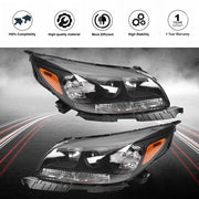 DURAFORCE Projector Headlights Halogen Black Housing For Chevy Malibu 2013-2016 Left&Right