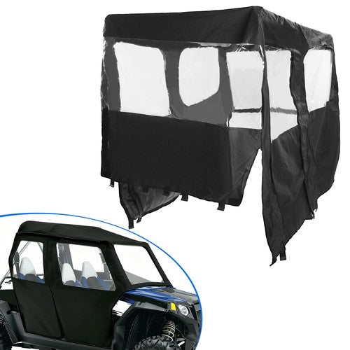 DURAFORCE Full Cabin Cab Enclosure Soft Door for Polaris RZR-4 800 900 2010-2014 Black