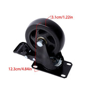 DURAFORCE 4 Inch Universal Heavy Duty Swivel Caster Wheels × 4 with Brakes Black