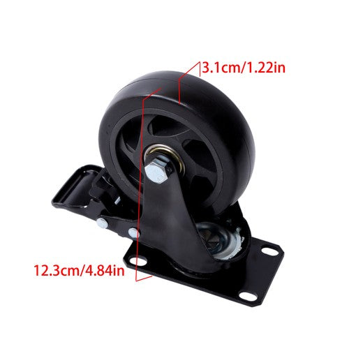 DURAFORCE 4 Inch Universal Heavy Duty Swivel Caster Wheels × 4 with Brakes Black