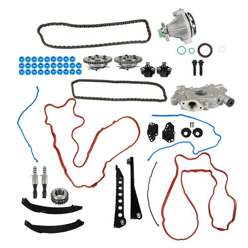 DURAFORCE For 04-06 08 Ford Lincoln 5.4L Timing Chain & Pump+Cover Gasket+Phasers+Solenoid