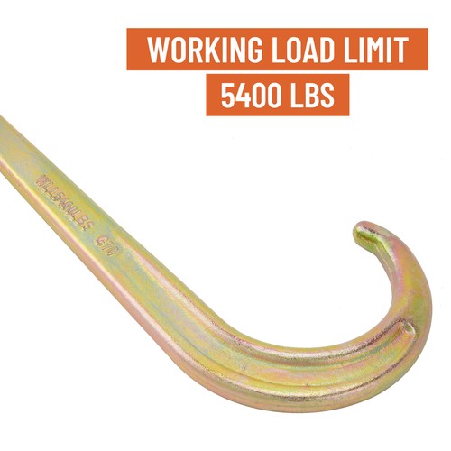 DURAFORCE (2) 15 Inch J Hook Chain Link Tow Axle Strap Wrecker Clevis WLL G70 5400LBS