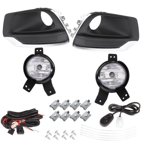 DURAFORCE For Chevy Trax 2017-2018 Pair of Front Fog Lights Lamps w/Wiring+Switch Kits