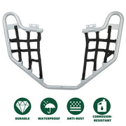 DURAFORCE For Honda TRX 700XX 08-09 Pair Foot Rest Aluminium Silver Nerf Bars W/Black Nets